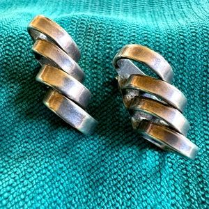 Vintage, 925 MOD style pierced earrings , geometric Boho silver MCM